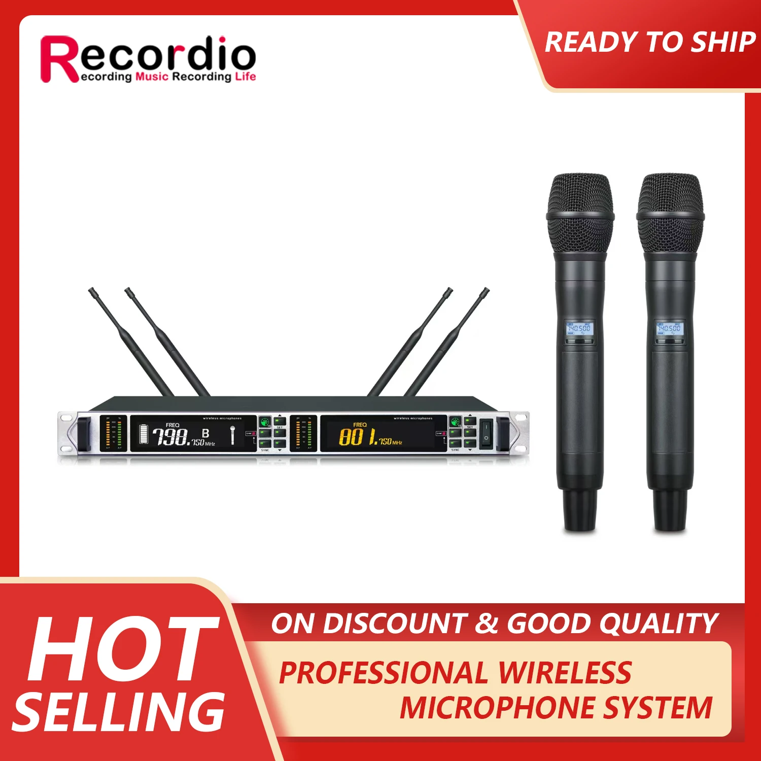 

GAW-G15 Professional Digital Wireless Microphone for UHF Dynamic Stage Dual Microphone Home KTV Outdoor Stage Party