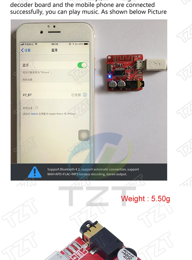 Bluetooth Audio Receiver Board Bluetooth 5.0 MP3 verlustfreie Platine Wireless Stereo Musik mit Leistungsverstärkermodul – Detail 5