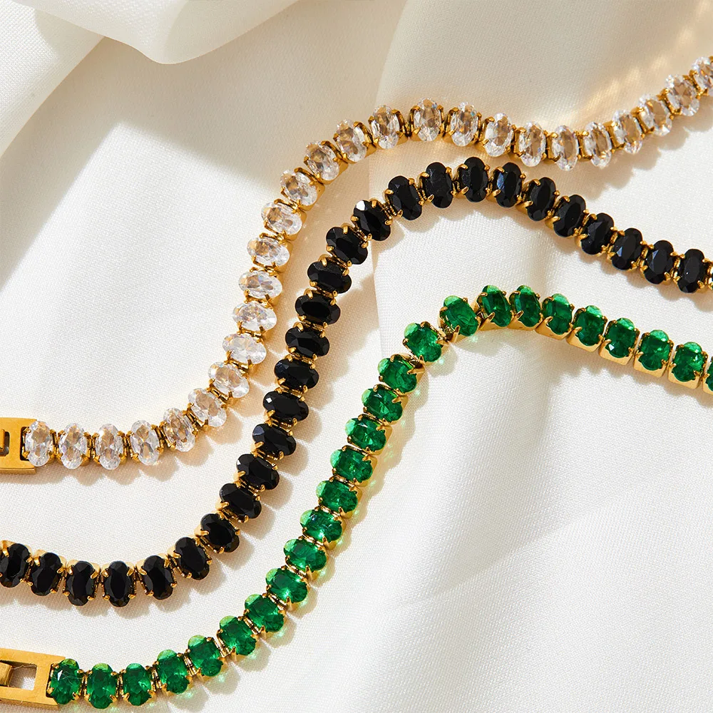 

Trendy Personality Stainless Steel Jewelry Clasp Single Row Cubic Zirconia Bracelet High Quality Wholesale Pigeon Egg Bangle121