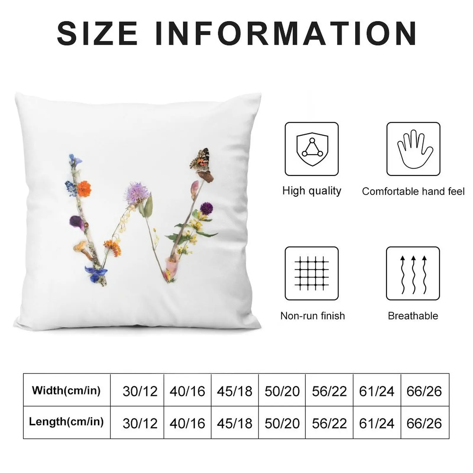 Flora & Fauna Letter W Throw Pillow Pillow Covers Decorative Christmas Pillows pillow