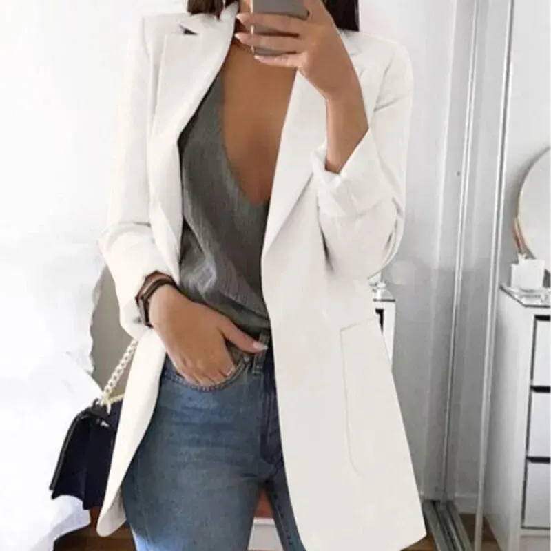 Autumn and Winter Lapel Slim Cardigan Suit Jacket Fashion Lapel Slim Cardigan Temperament Suit Jacket Women