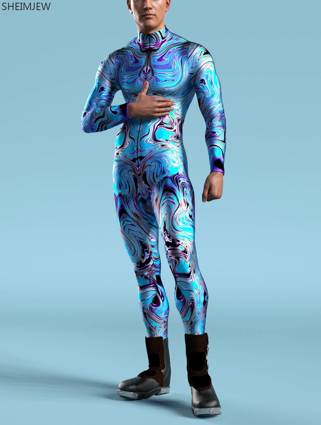 New Sexy Adult Rainbow Catsuit Multicolor 3d Printing Holiday Party Men Jumpsuit Halloween Party Cosplay Zentai Suit Rave Outfit