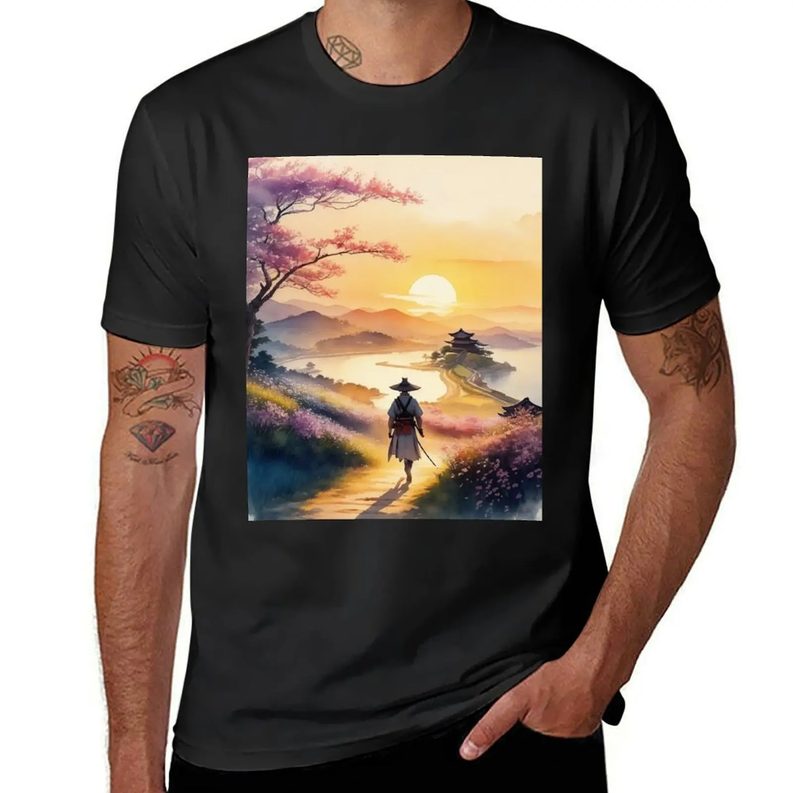 Sunset In Feudal Japan T-Shirt sublime quick-drying summer clothes for a boy plain white t shirts men