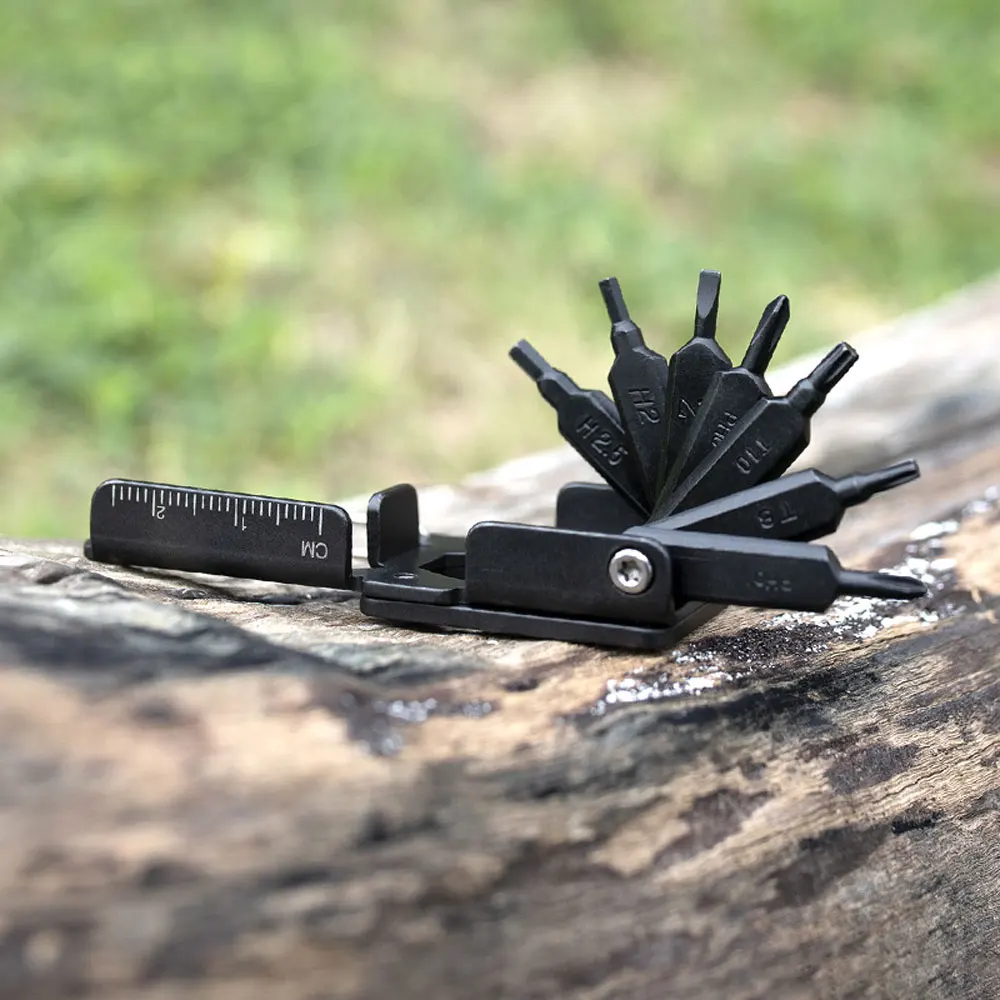

Outdoor Portable Screwdriver Combo Set Bicycle EDC Emergency Repair Tool Multifunctional Folding Mobile Phone Holder Ruler NA70