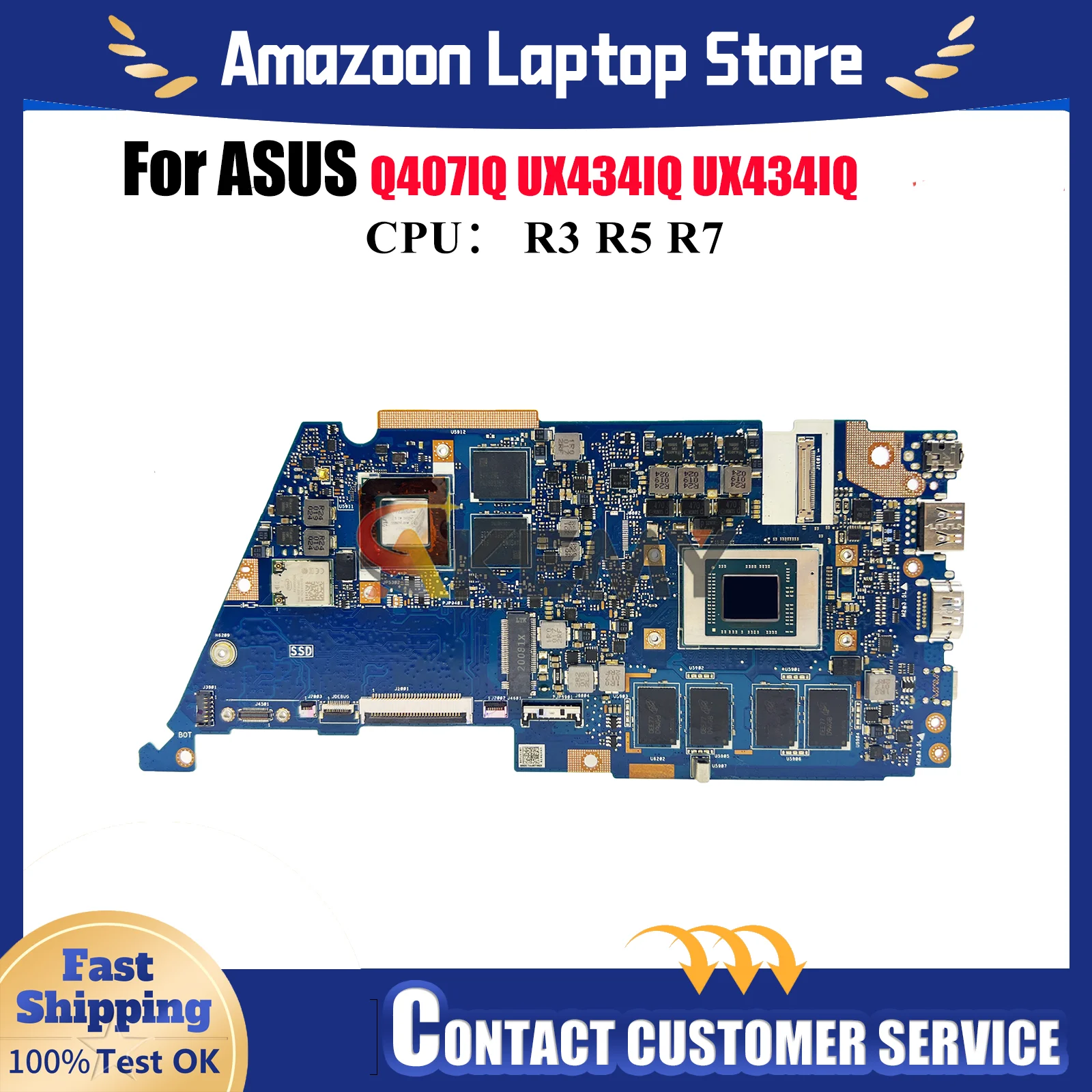 

UX434IQ Laptop Motherboard For ASUS ZenBook UX434IQ UX434I Q407IQ Notebook Mainboard With R3 R5 R7 CPU 100% tests OK fast ship