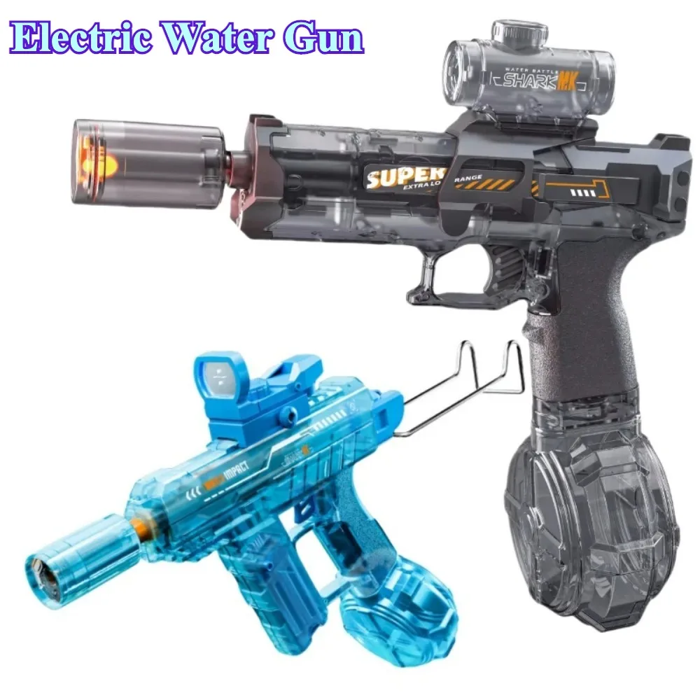 

Электрический водяной пистолет UZI, летний водяной пистолет высокого давления, игра в бассейне, игры с водными выстрелами, автоматический пистолет, игрушки для детей и взрослых