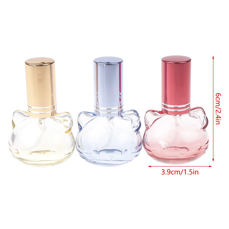 10ml Cute HelloKitty Perfume Bottle Colored Glass Spray Bottle Portable Essential Oil Sample Dispenser Refillable Empty Bottle