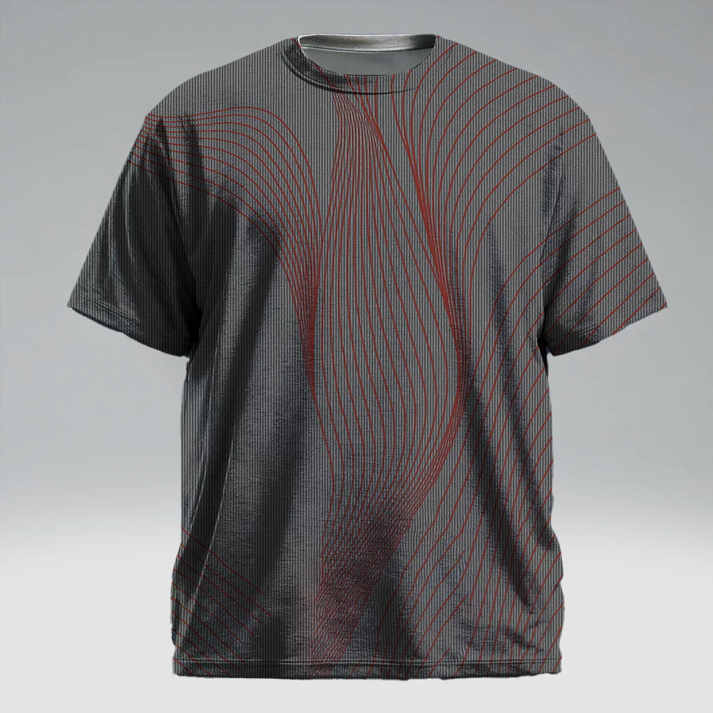 

S-9xl plus size Men's Short Sleeve T-Shirt: Textured-Chic Style - Sleek Herringbone Texture, Wrinkle-Resistant, Weekend Outings