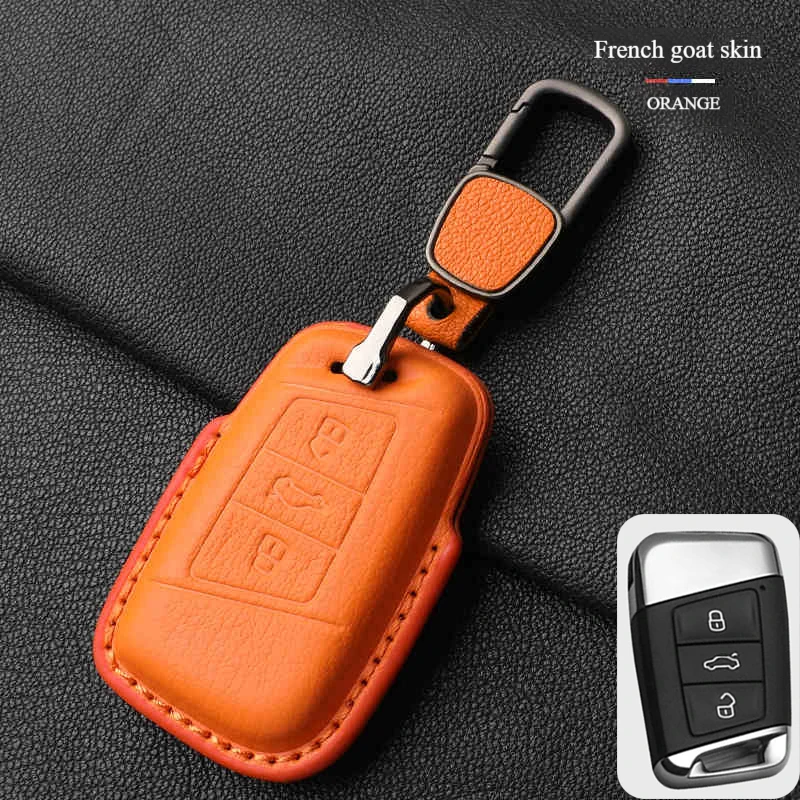 

For Volkswagen Passat leather key case Volkswagen CC high-grade goatskin all-inclusive 2023 Magotan shell buckle