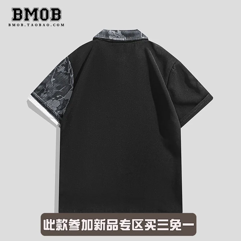 2026 New Summer Fashion Chinese Style Frog Button Polo Shirt Color Block Spliced Unique Design Casual Short Sleeve T Shirt
