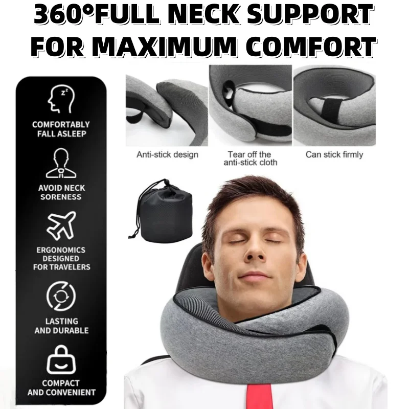 Memory Foam Travel Neck Pillow U-shaped Pillow Snail Style Neck Support Portable Adjustable Soft Noon Break Massage Pillows