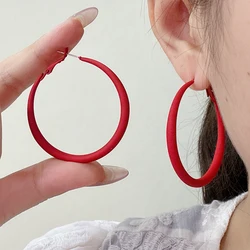 Trendy Big Round Circle Dangle Earrings for Women Exaggerate Punk Loops Red Geometry Simple Hoop Earrings Jewelry Party Gift