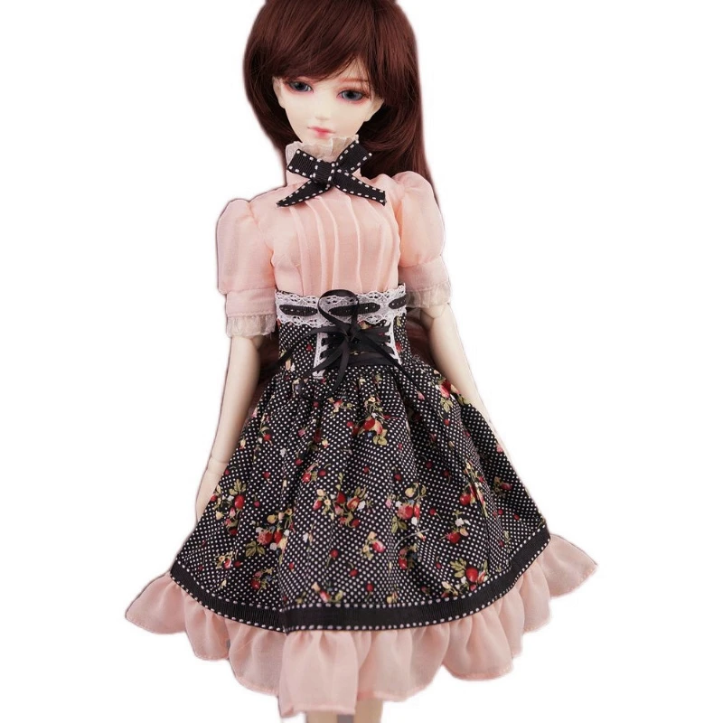 

BJD Pink Dress Lace Outfits Clothing For 1/4 1/3 24” Tall Girl MSD SD13 DK DZ AOD DD Doll Wear
