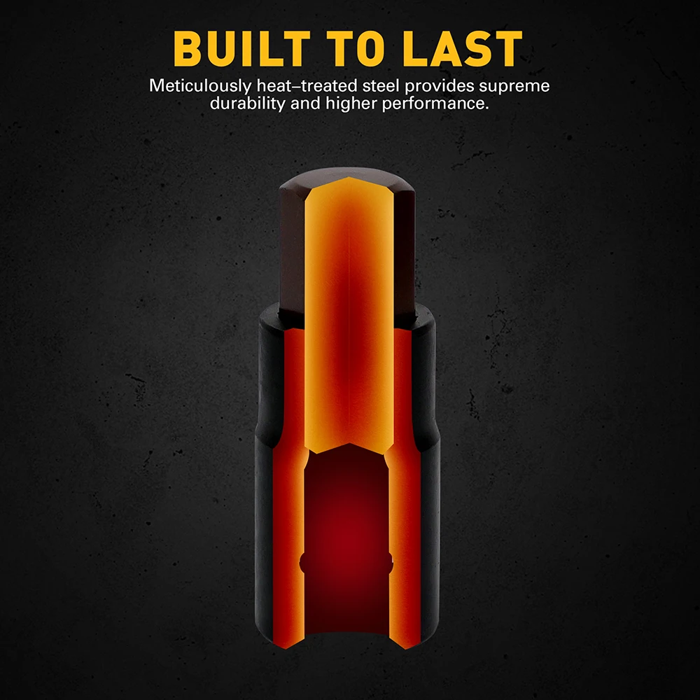 ELEAD Set di bussole a percussione con punta esagonale SAE da 16 pezzi - Set di bussole a brugola Premium S2 in acciaio 5/64"-9/16" con adattatori per prese