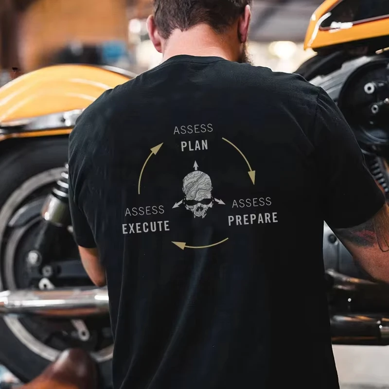 

2025 New Unlimited Club T Shirt Skull Style Military Fan Round Neck Short Sleeve Summer Tactical Streetwear Vintage Moto Top