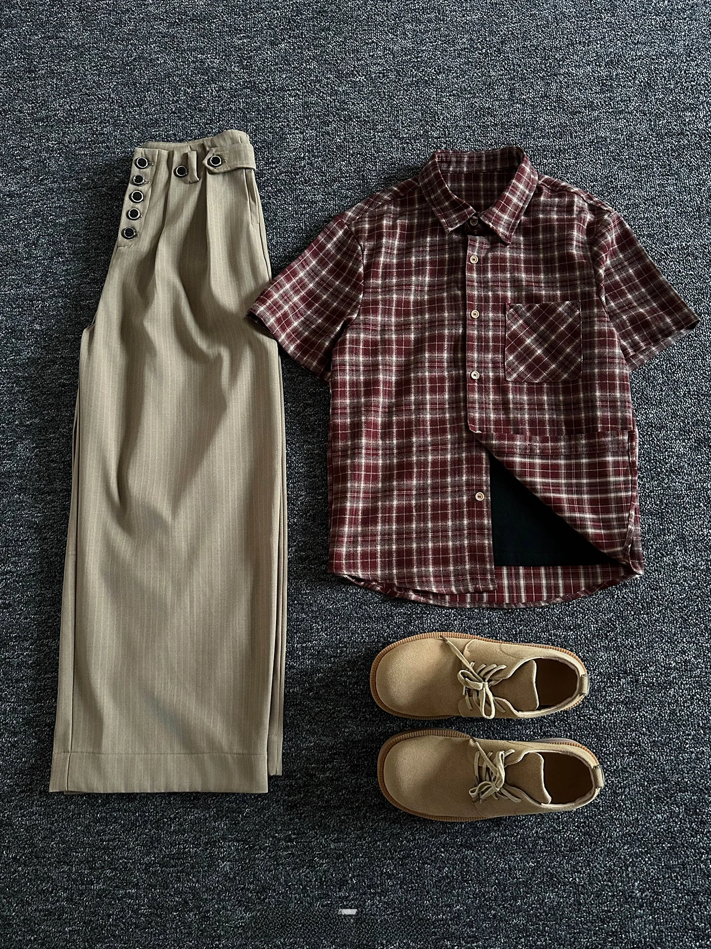 Rise Brand Men's Plaid irt Inner Lined ort Sve Open Cardigan Vest Clean Fit Loose Cotton Breathable Spring Summer