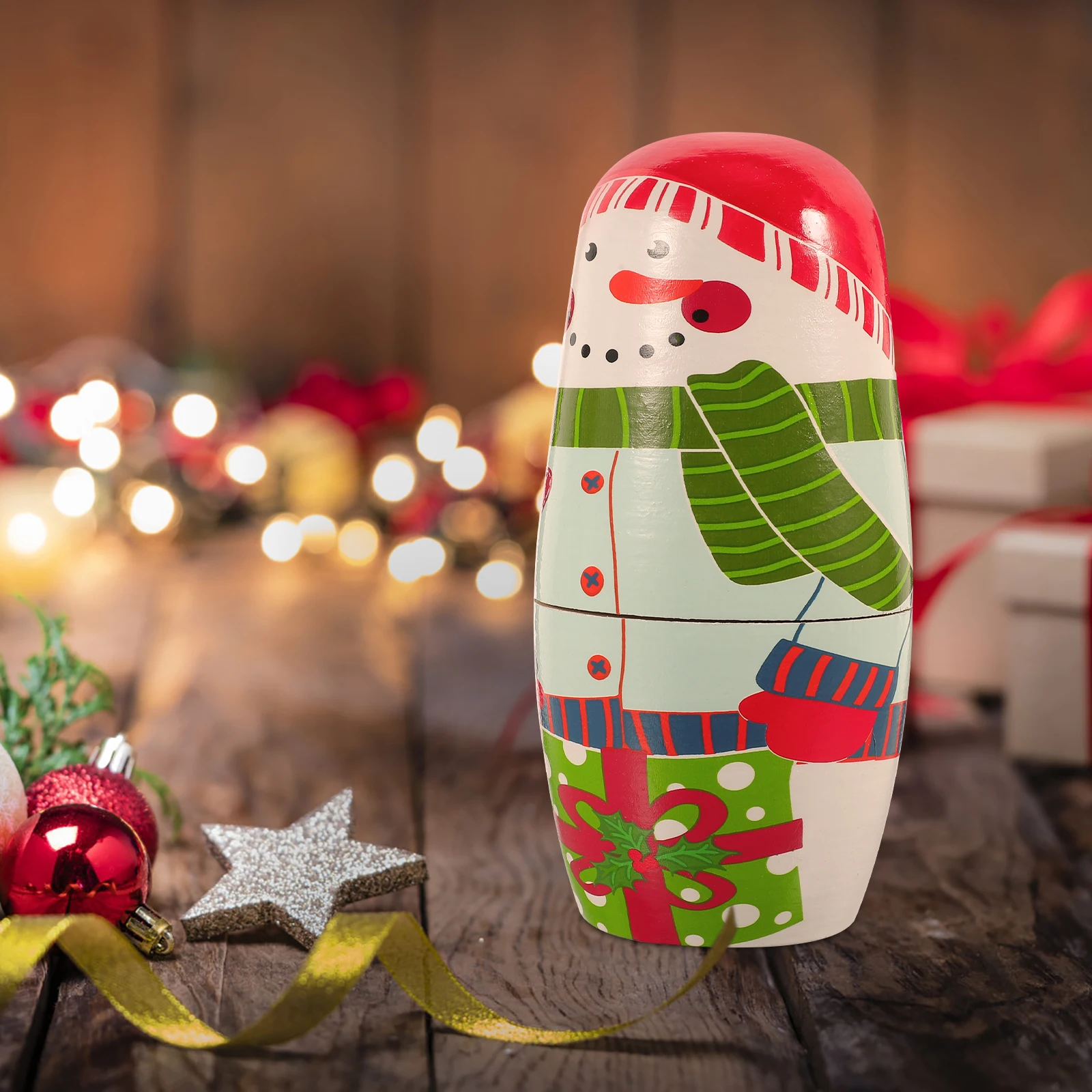

1 set 5 Layer Festival Gift Nesting Russian For Kids Wooden Toys Home Decor Nesting Christmas Gifts Safe Kids