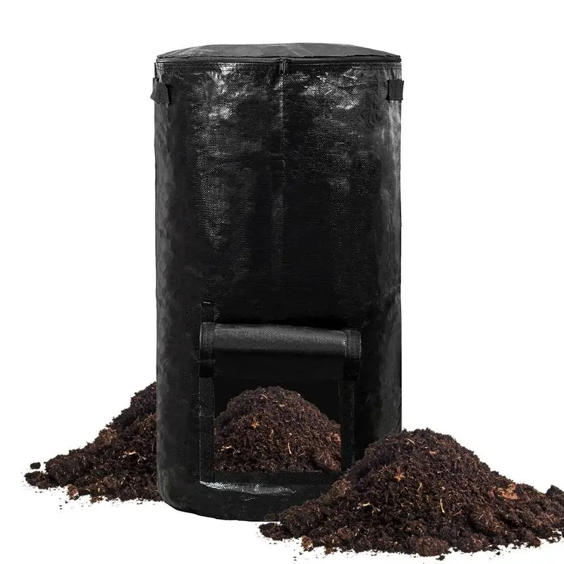 Collapsible Garden Yard Compost Bag With Lid Organic Ferment Waste Sacks Composter 34 Gallon Organic Ferment Waste Collector