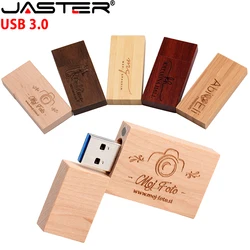 JASTER USB 3.0 Customer Logo Wooden USB Flash Drive Rose Wood Pendrive 4GB 8GB 16GB 32GB Pen Drive Memory Stick Wedding Gift