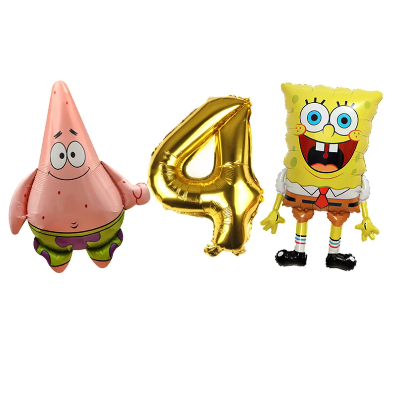 SpongeBob Schwammkopf Charakter-Luftballons Niedliche Cartoon-Partyballons für Jungen Mädchen Geburtstagsfeier-Dekorationen – Detail 4