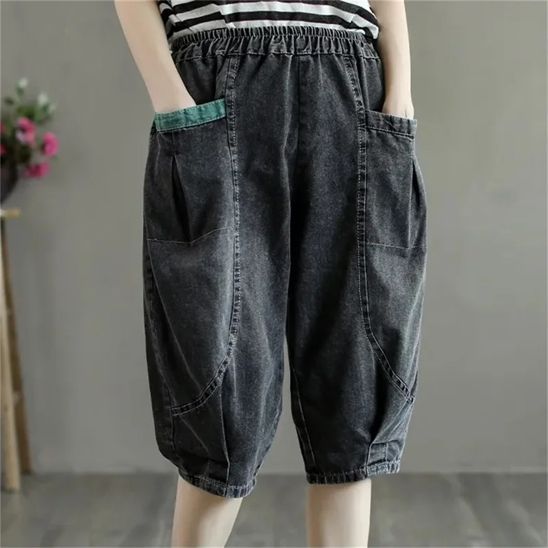 2025 New Summer Thin Five-Point Jeans Women's Loose All-Match Meat-Covering Casual Pants Women Knee Length Jeans Female