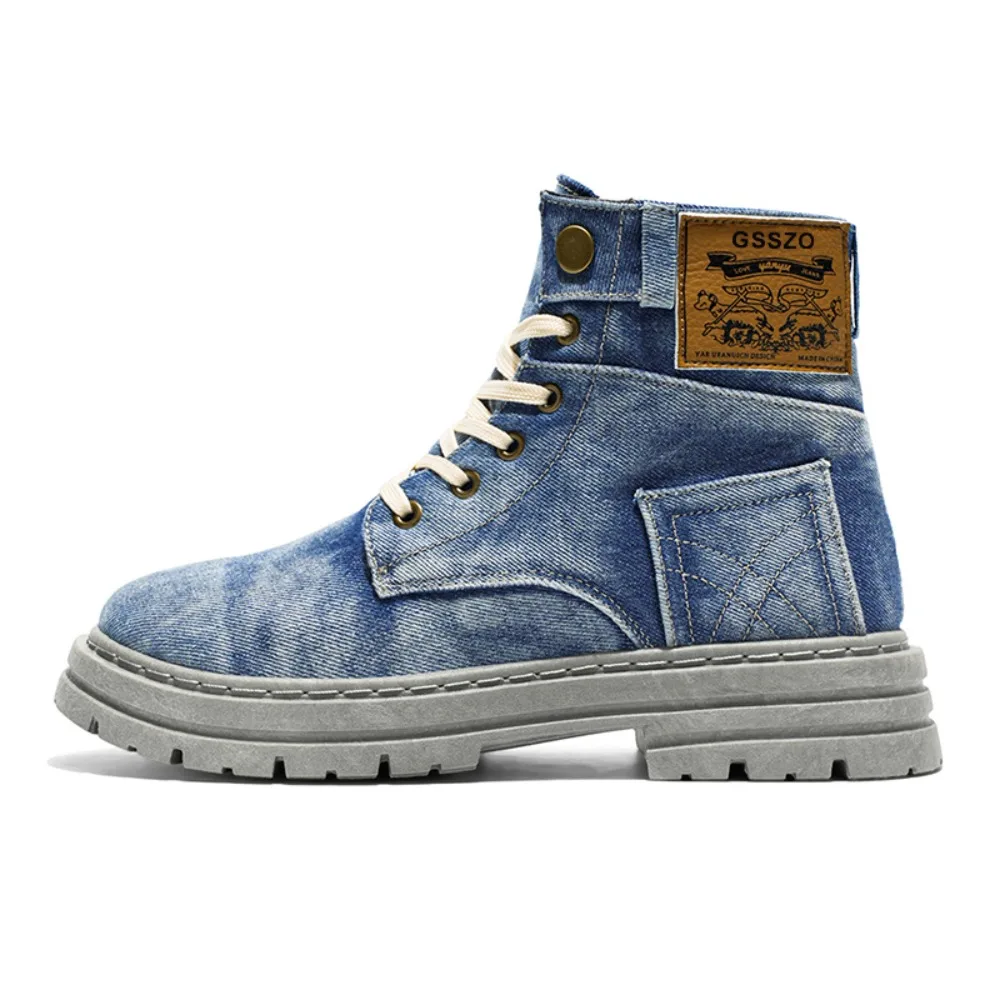 

Men's high top denim boots, casual sports shoes, trendy and fashionable men's boots