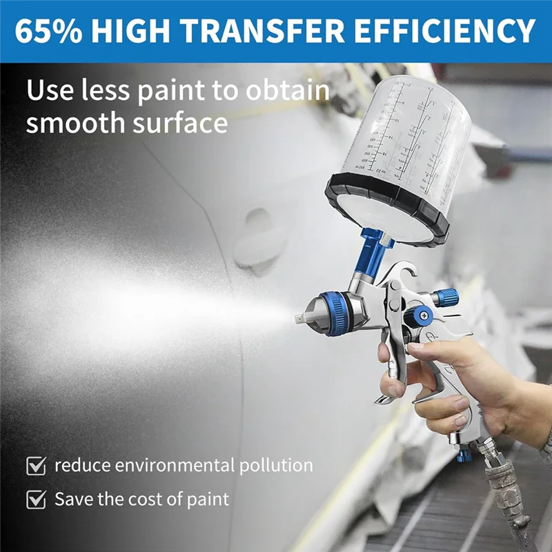 

ABKS-HVLP Gravity-Fed Air Spray-Gun With 1.4/1.7/2.0/2.5 Mm Nozzles And 650 Cc Mixing Cups, Automotive Paint Sprayer