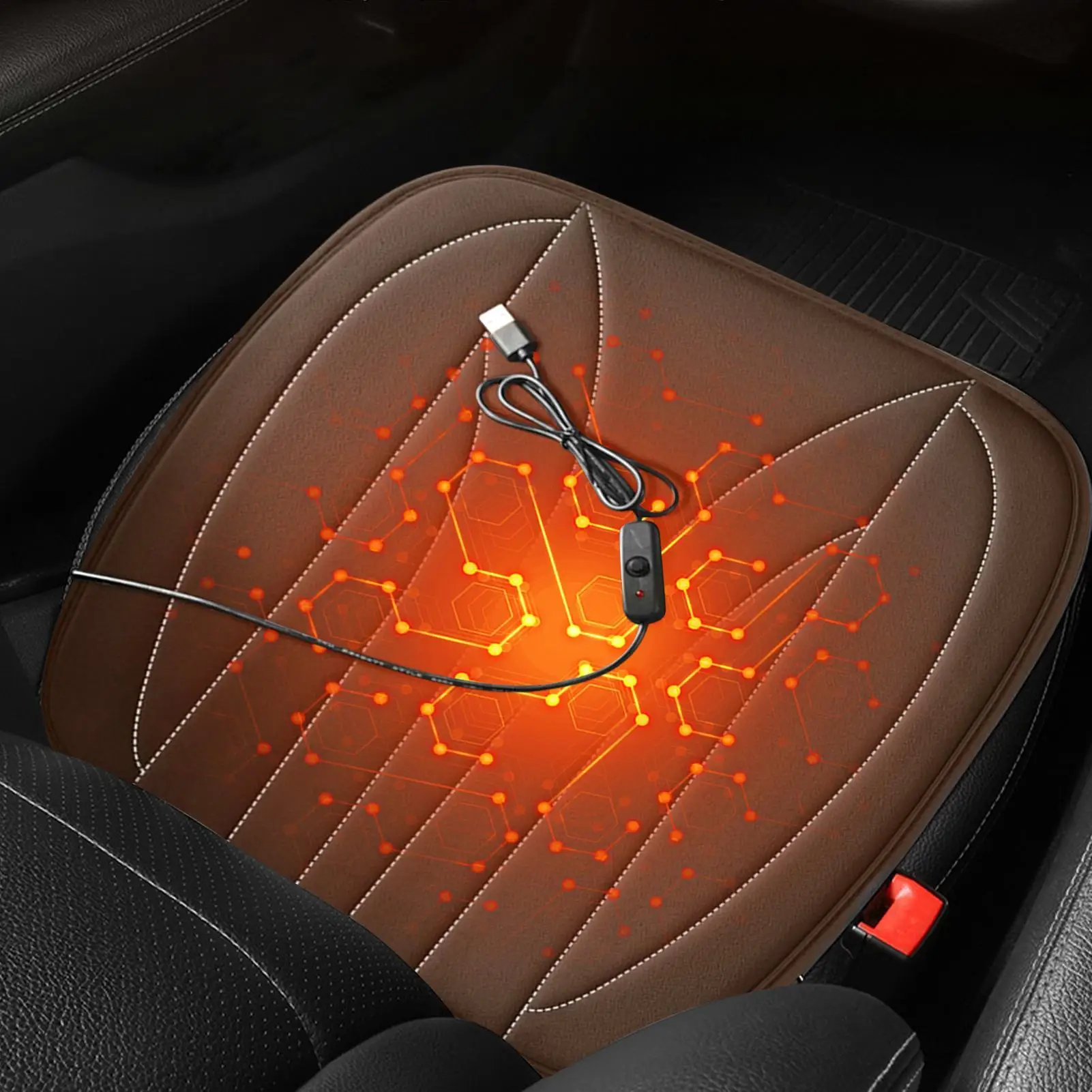 Car Heated Seat Cushion USB Electric Car Seat Warmer Anti-slip Car Seat Cushion Protective pad for Truck SUV Trailer