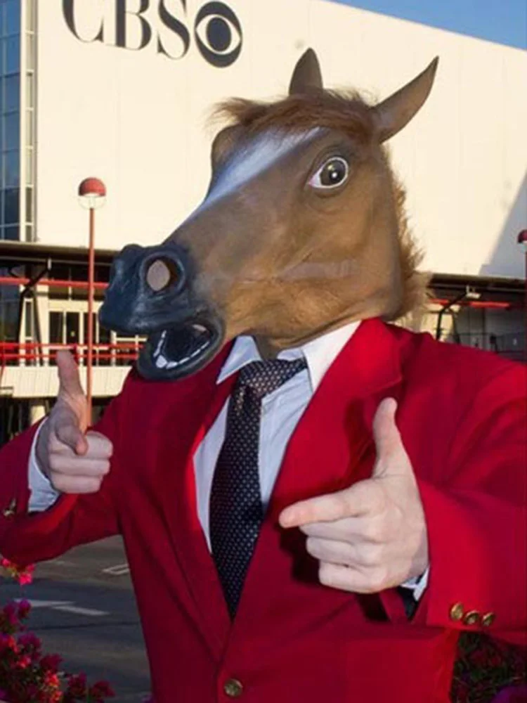 

Latex Animal Horse Mask for Adult Brown Horse Head Latex Animal Mask Men Funny Horse Head Mask Novelty Halloween Costume
