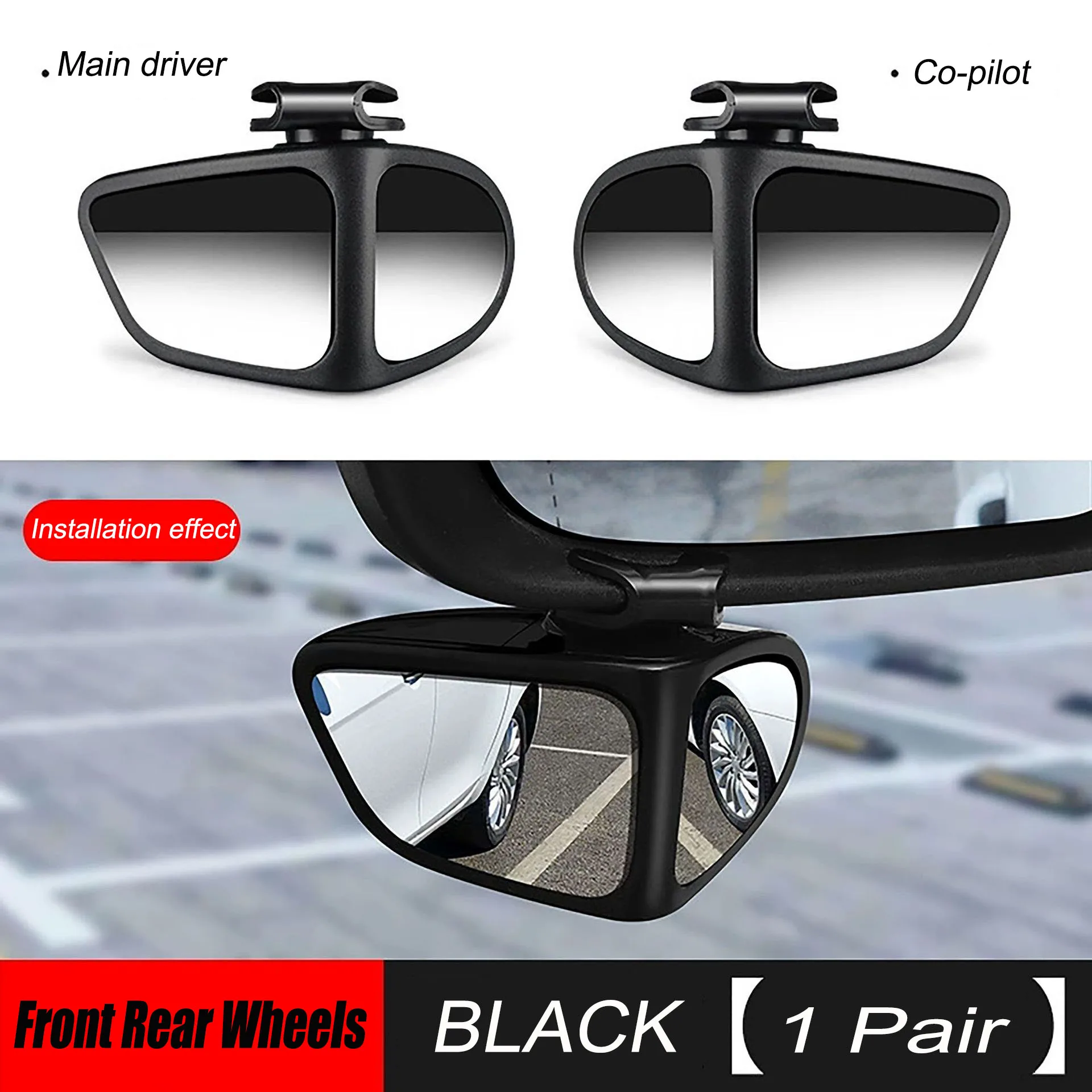 2Pcs Universal Car Blind Spot Mirror Dual Swivel Mirrors 360 Degree Wide Angle Front Rear View Auxiliary Mirror Driving