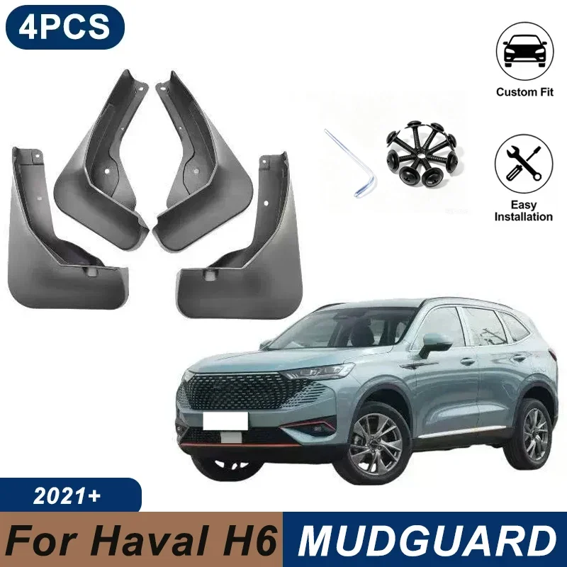 4PCS Car Mud Flaps For Haval H6 B01 2020-2025 Waterproof Anti-Splash Fender Mudguards Auto Exterior Accessories