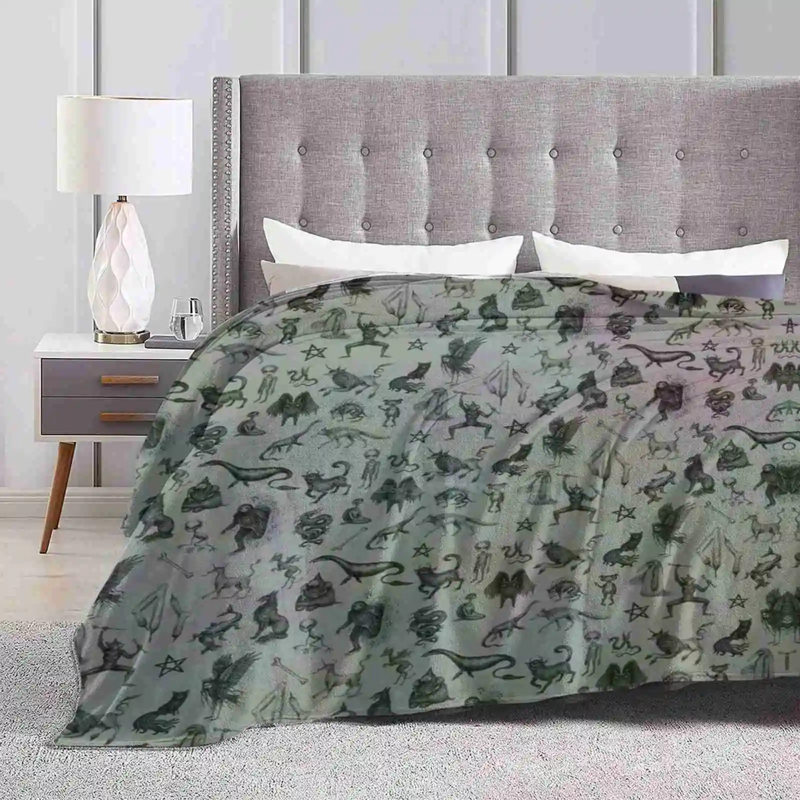 Cryptid Crew All Sizes Soft Cover Blanket Home Decor Bedding Cryptid Mothman Bigfoot Sasquatch Monster Loch Ness Dover Demon