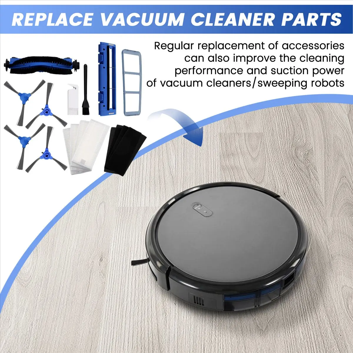 (MEOF) For Eufy Robovac 11S 15T 30 30C 15C 12 25C 35C Sweeping Machine Main Brush Edge Brush HEPA Filter Screen Replacement