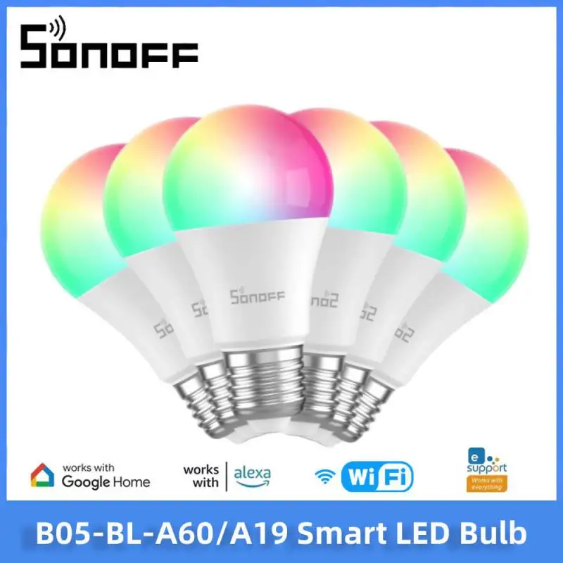 SONOFF bohlam lampu Led B05-BL-A60/A19, bohlam lampu cerdas Wifi 220 v-240 V dengan Remote Control, bekerja dengan Alexa Google Home