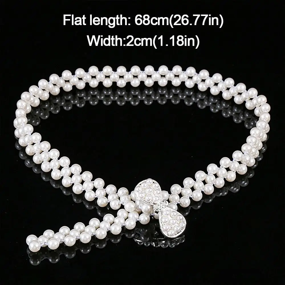 Fashion Ladies' Elastic Waistband with Pearl Simple Thin Pearl Waist Belt Elegant Rhinestone Waist Chain For Women
