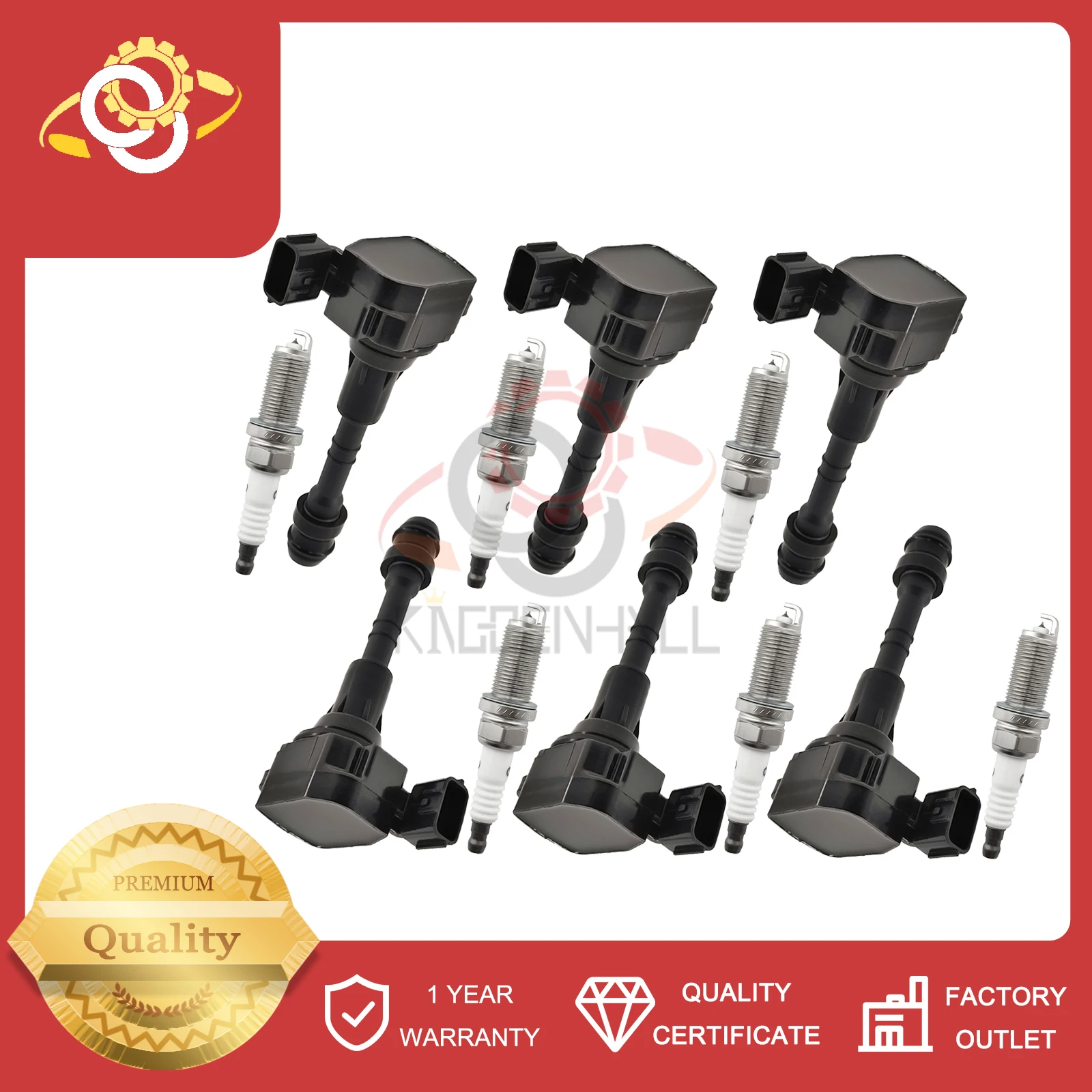 6pcs Replace Ignition Coil Spark Plug 22448-8J115 22401-5M014 Compatible With Nissan Murano Quest Altima 3.5L V6