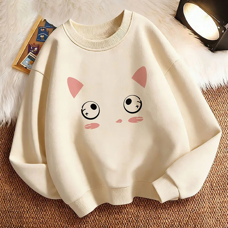 Kawaii Katzen-Pullover Trendiger Katzen-Meme-Hoodie Kinder Katzen-Sweatshirt Kapuzenpullover für Jungen Mädchen Herbst Winter Lässige Hoodies
