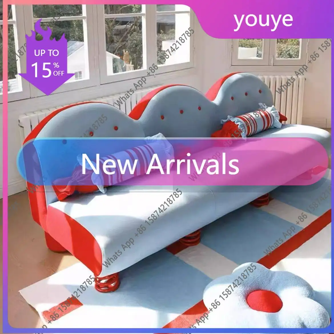 

A45 Дизайнерская ткань для гостиной Прямой рядный диван Ретро Простой диван для спальни Модный и удобный