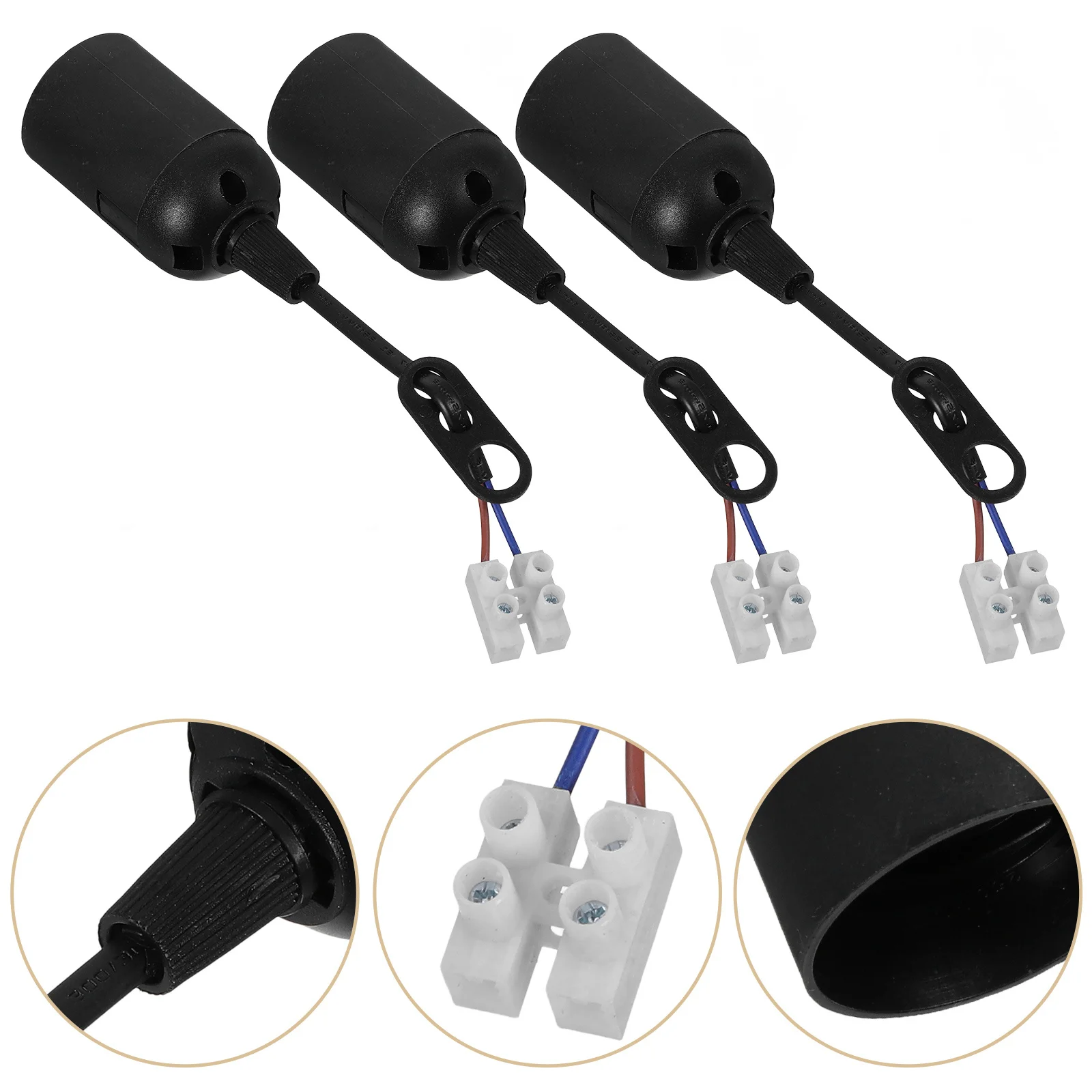 

3Pcs E27 Lamp Holder Socket Durable Pet Pendant Light Fixture Hanging Bulb Holder for Home Living Room Bedroom Kitchen