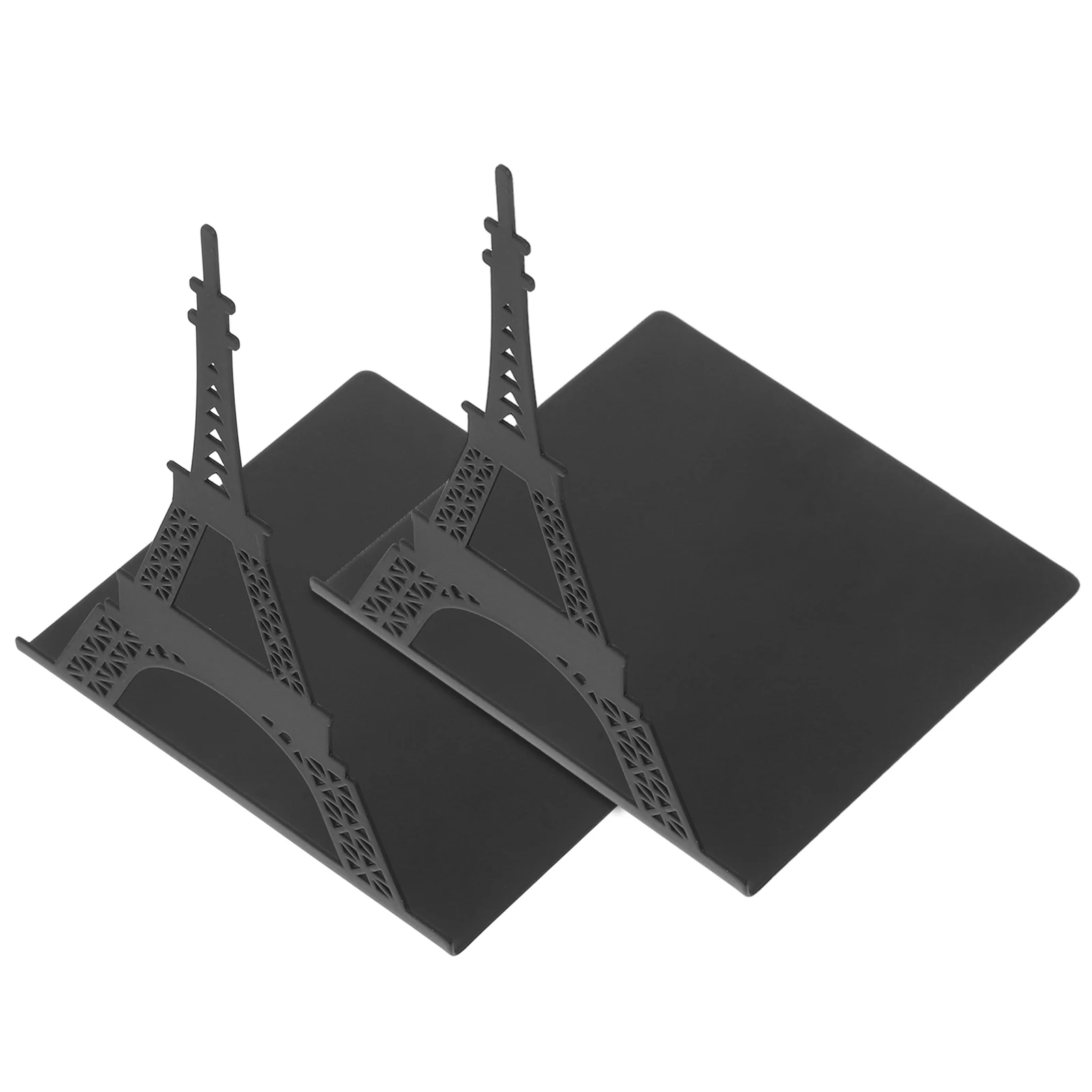 

2 Pcs Book Stand Tower Bookend Accessory Organizer Convenient Holder Black Office