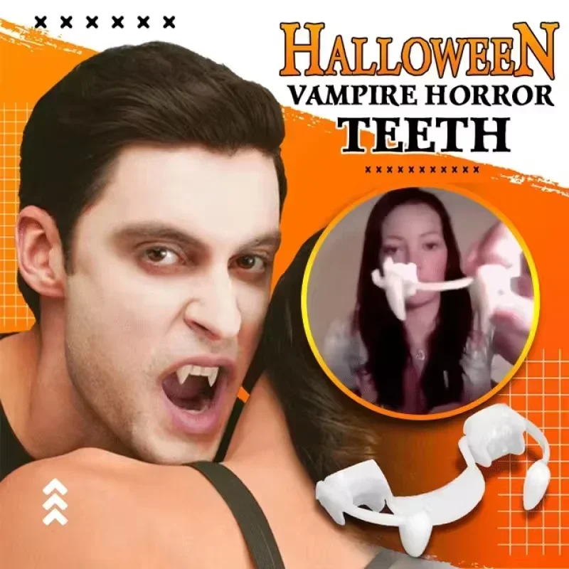 Retractable Vampire Teeth Dentures Fangs Halloween Cosplay Vampire Fangs Dentures Zombie Teeth Prop Halloween Party Decoration