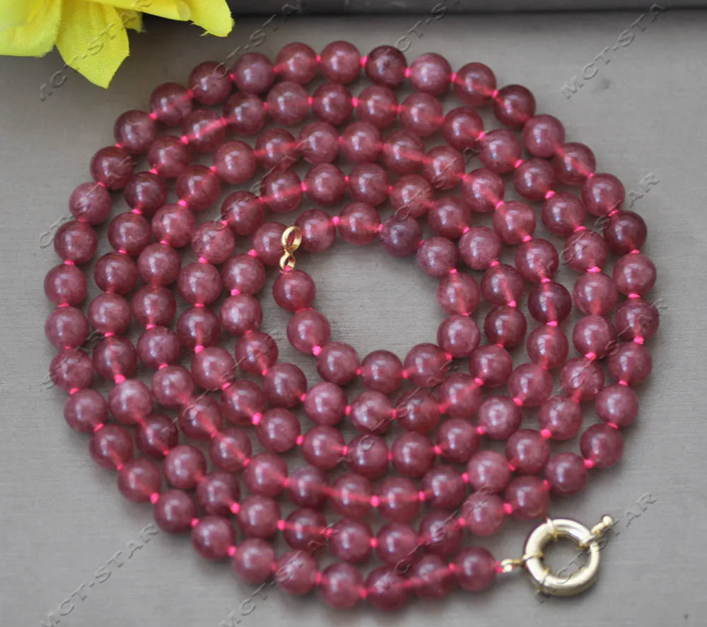 

MTC·STAR Z13386 48" 8mm Rose-Red Round Jade Jasper Necklace Custom Jewelry