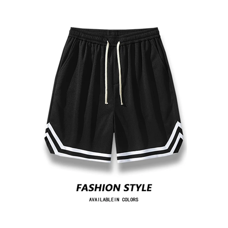 Men's Basketball Shorts Summer Sport Training Casual Loose Breathable Five-Quarter Length Pants Mid-Low Waist Straight Leg