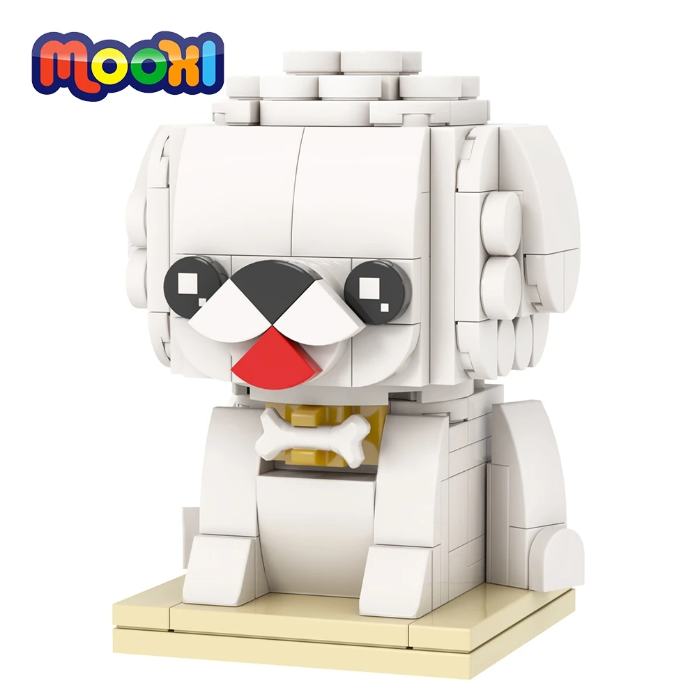 MOOXI Animal Series 178Pcs Bricks Bichon Frise BrickHeadsed Model Building Blocks Kids Education Toys For Children Gifts MOC7227