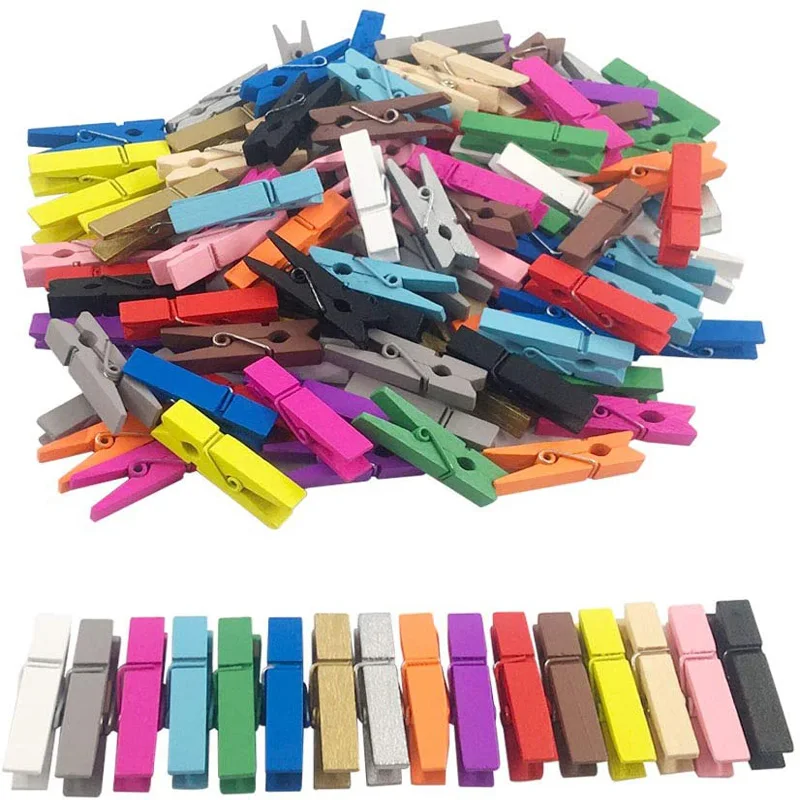 10/20/50Pcs Mini Wooden Clips Coloful Clips DIY Crafts Photos Clips Little Clothes Pins Hanging sheets Baby Clothes Line Clip