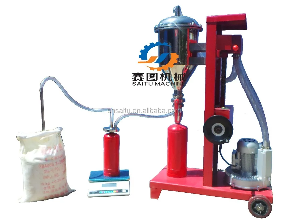 Semi-aotumatic fire extinguisher filling machine for refilling ABC dry powder