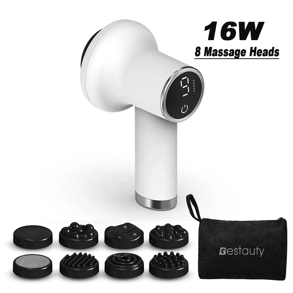 

Аппарат для коррекции фигуры Bestauty, массажер от целлюлита, перезаряжаемый, для сжигания жира, 8 сменных массажных насадок, сенсорное управление, 9 уровней