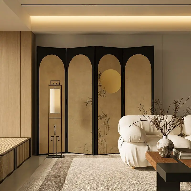 Song's aesthetics new Chinese screen folding movable living room entrance tea room bedroom bedside folding bamboo moon