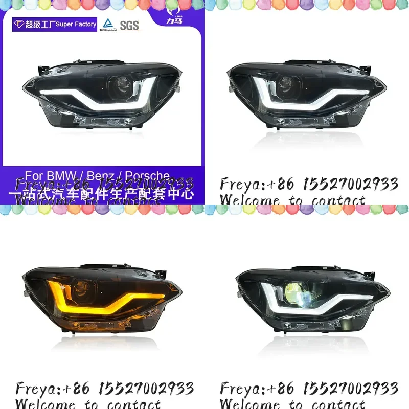 Foreign trade, suitable for 12-15 old 1 series F20 headlight assembly modified LED daytime running light water steering