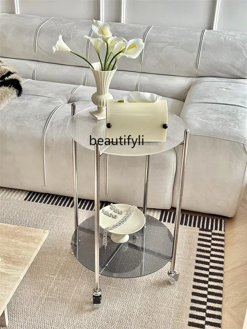 Bauhaus Acrylic Removable round Trolley Rack Living Room Sofa Side Table Bathroom Kitchen Dining Cart